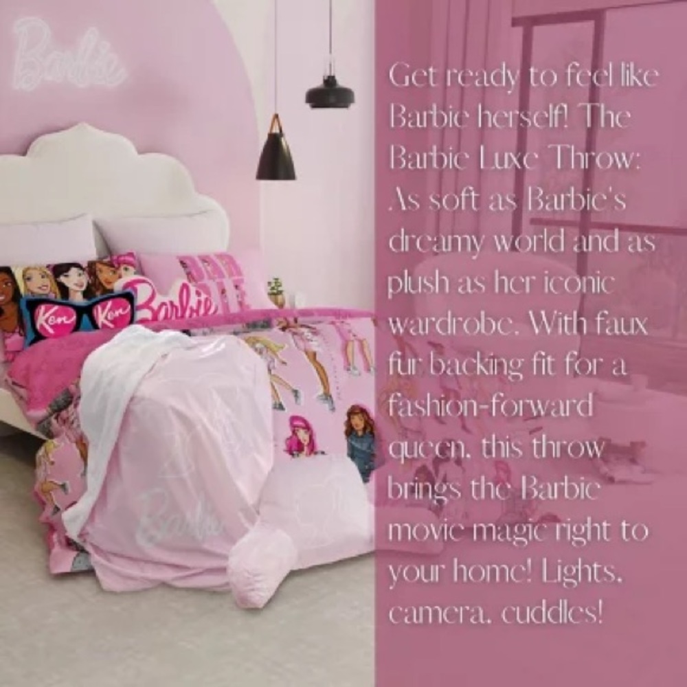 Barbie Luxe Faux Fur Throw, 50" x 60" - Picture 3 of 3